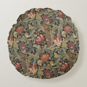 Reiche florale Tapetenbrokat-Antik-Victorian Rundes Kissen