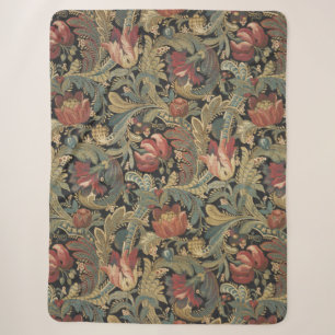 Reiche florale Teppichbrokat-Antik-Victorian Sherpadecke