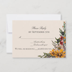 Reiche Herbstblumen-Antwort/RSVP-Karte Einladung