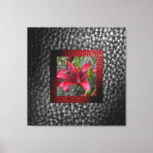 Reiche Imitate Grauleder Kollektion - 1Rote Blüte Leinwanddruck