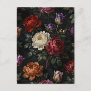 Reiche, launische Pfingstrosen-Tulpen-Blumenanordn Postkarte