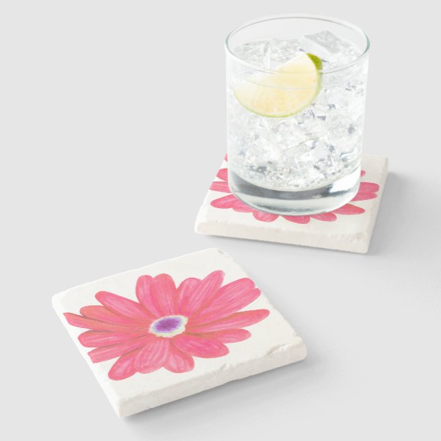 Reiche leuchtend rote Blume Steinuntersetzer (Seitenansicht)