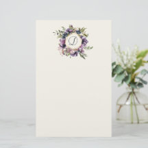Reiche Lila, florale Gerahmte Monogramm-Stationier