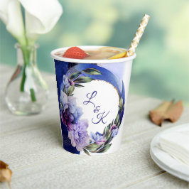 Reiche Lila und blaue Peony Extravagant Paper Cup Pappbecher