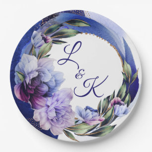 Reiche Lila und blaue Peony Extravagant Pappteller