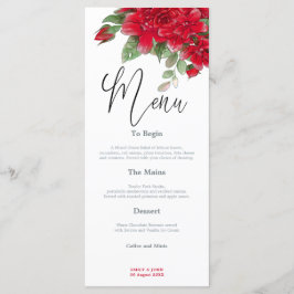 Reiche Rote Rosen Stilvolle Script Hochzeit Menükarte