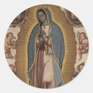 Reiche Spanische Jungfrau Mary de Guadalupe Runder Aufkleber