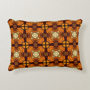 Reiche Terracotta-braune, orange-braune Muster Dekokissen