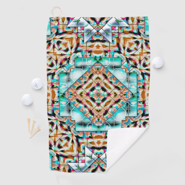 Reiche Textur mit silbernen Tellern, Kaleidoskop Golfhandtuch (Insitu)