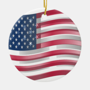 Reiche USA-Flagge: Wellige, mehrschichtige Design- Keramik Ornament
