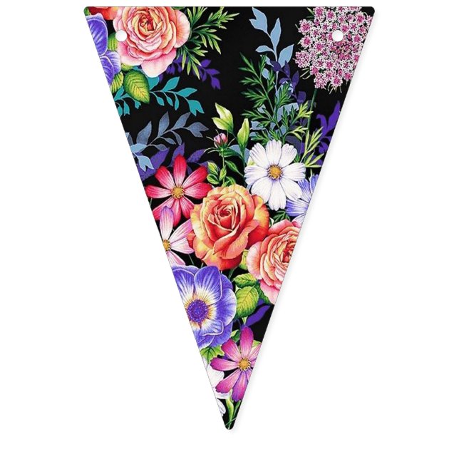Reiche Vintage Blumenjagd. Wimpelkette (Siebte Fahne)