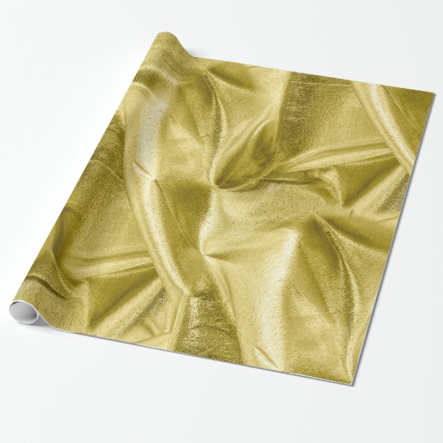 Reiche zerknitterten metallische GoldImitat Lame Geschenkpapier (Ungerollt)