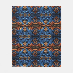 Reicher Barock-Blumensymmetrie Fleecedecke