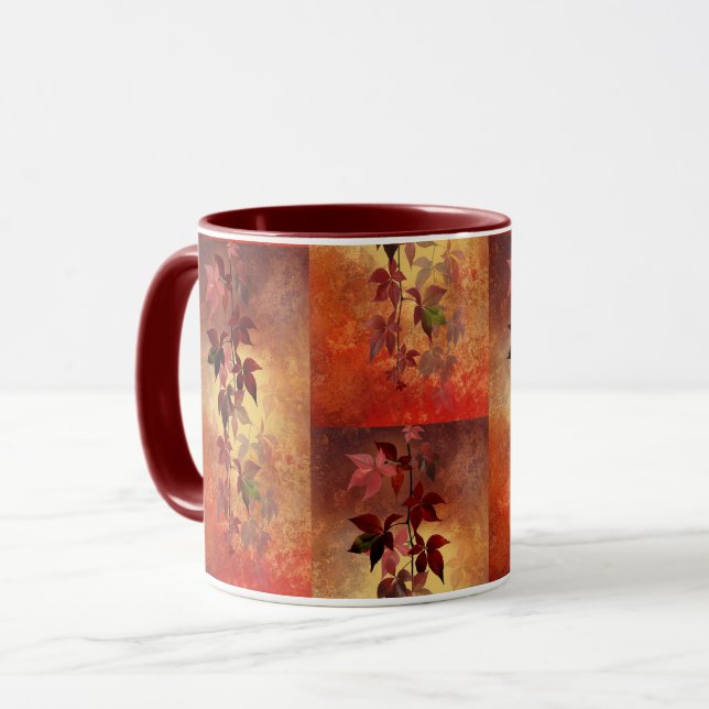 Reicher Burgunder/Herbst färbt u. verlässt Tasse (Vorderseite Links)