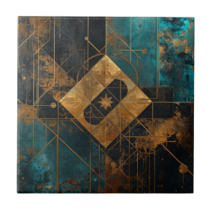 Reicher Kupfer-Metallischer goldener geometrischer Fliese