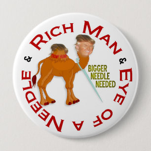 Reicher Mann u. Auge einer Nadel Button