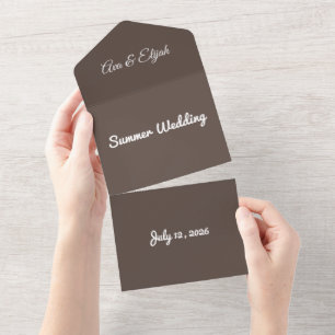Reicher Schokoladenbrauner Hintergrund – Hochzeit All In One Einladung