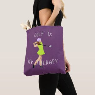 Reicher tiefer Pflaumen 'Golf ist meine Therapie' Tasche