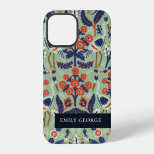 Reicher Türkiser Navy-Klassischer Blumen-Pfau-Must iPhone 12 Hülle