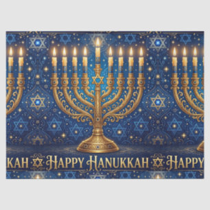 Reiches Blau und Gold - Verzierte Chanukka Seidenpapier
