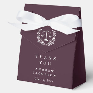 Reiches Burgund JD Law Scales+Lorbeer-Abschlussfei Geschenkschachtel