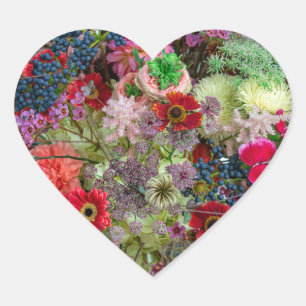 Reiches herbstliches Blumenbouquet mit Gerbera und Herz-Aufkleber