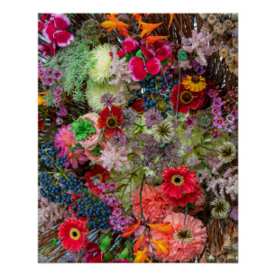Reiches herbstliches Blumenbouquet mit Gerbera und Poster