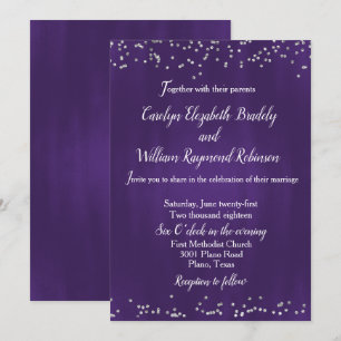 Reiches Ultra-Violett mit Glitzern-Hochzeitsempfan Einladung