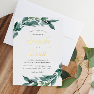 reichlich Foliage Hochzeit von Aquarellfarben Folieneinladung