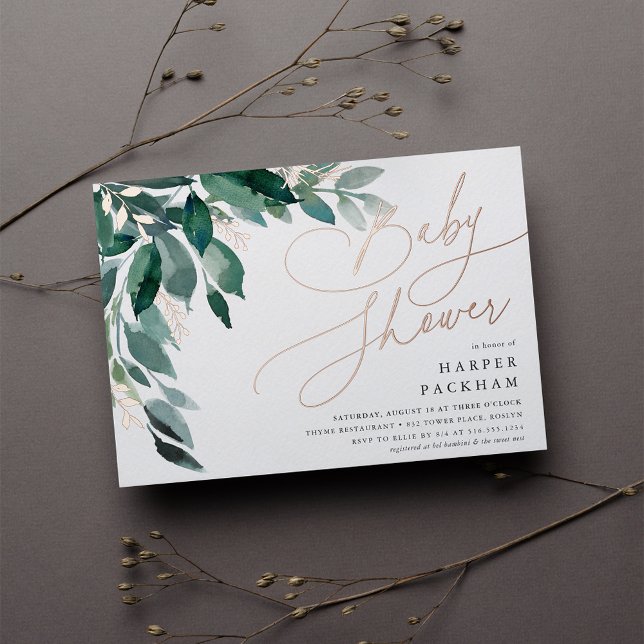 reichlich Foliage | Neutrale Babydusche Folieneinladung (Von Creator hochgeladen)
