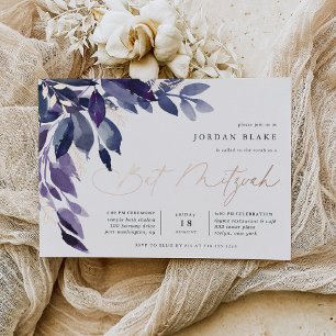 reichlich Foliage Violet Botanical Bat Mitzvah Folieneinladung