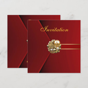 Reichroter Samt mit goldenem Bild für alle Anlässe Einladung