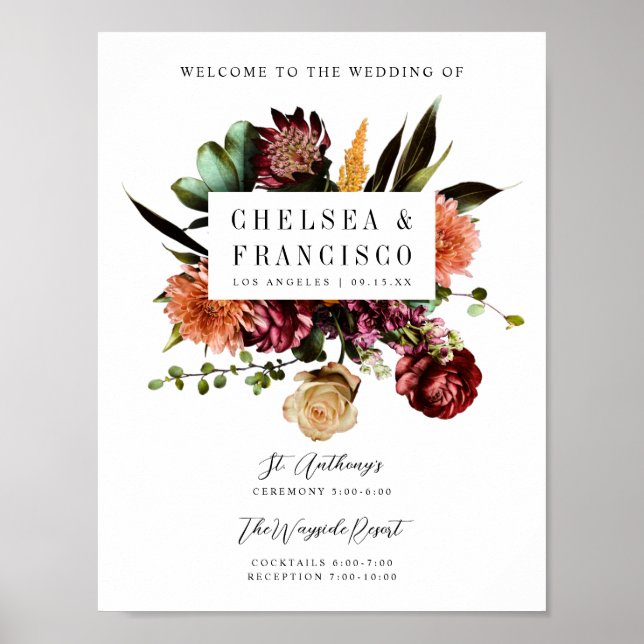Reichtum der Frühjahrs-Blumenhochzeit Willkommen Poster (Vorne)