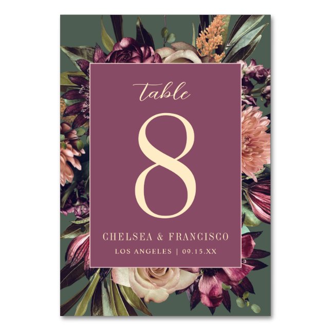 Reichtum der Lila Grünen Blumenhochzeit des Frühli Tischnummer (Vorderseite)