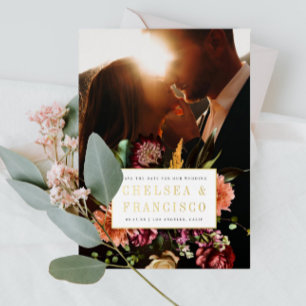 Reichtum des Frühlingsfloralen Fotos Save the Date Folieneinladung