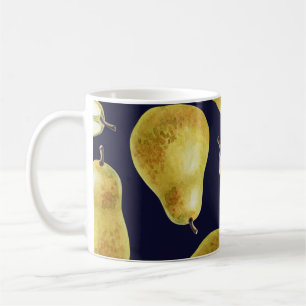 Reife Birne, schwarzer Hintergrund, Gartenkunst Kaffeetasse