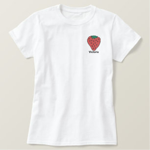 Reife Erdbeere personalisiert Besticktes T-Shirt