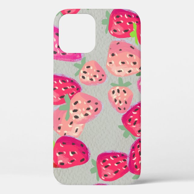 Reife Erdbeeren Handgezeichnete Textur Case-Mate iPhone Hülle (Rückseite)