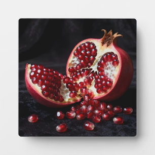 Reife Granatapfelsamen Saftige Frucht Dramatisch  Fotoplatte