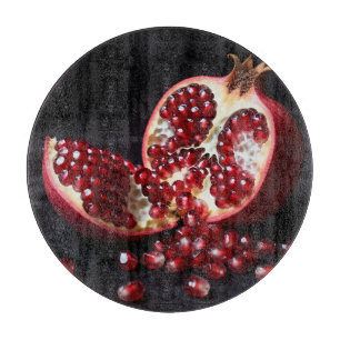 Reife Granatapfelsamen Saftige Frucht Dramatisch  Schneidebrett