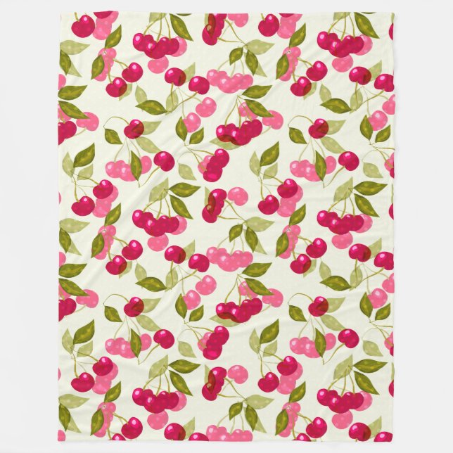 Reife rote Kirsche. Fleecedecke (Vorderseite)