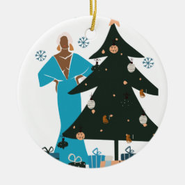 Reife schwarze Frau Weihnachten Keramik Ornament