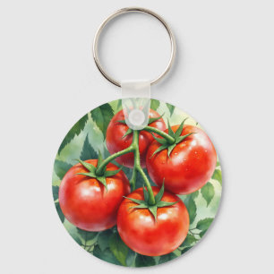 Reife Tomatenranke Aquarell Frisch Schlüsselanhänger