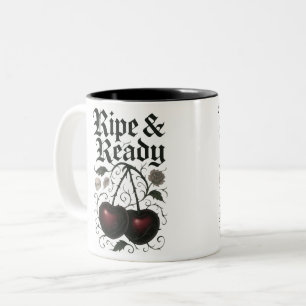 Reife und fertige Kirschen Gothic Grafik Zweifarbige Tasse