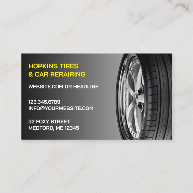 Reifen Auto Reparaturkarte Visitenkarte (Vorderseite)