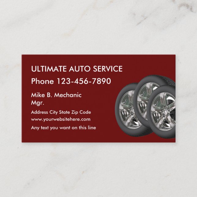 Reifen Theme Automotive Business Cards Visitenkarte (Vorderseite)