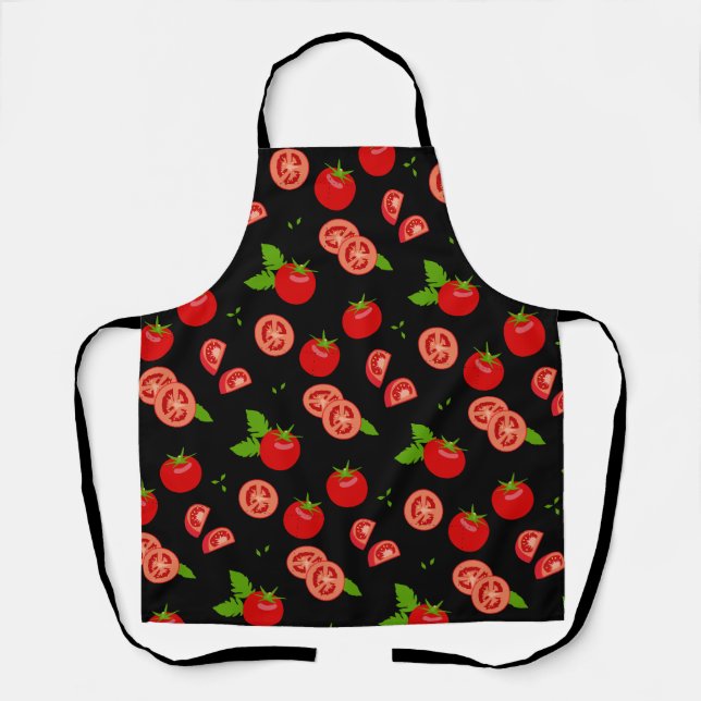 Reifende Tomaten Rotes Schwarzes Fruchtmuster Schürze (Vorderseite)