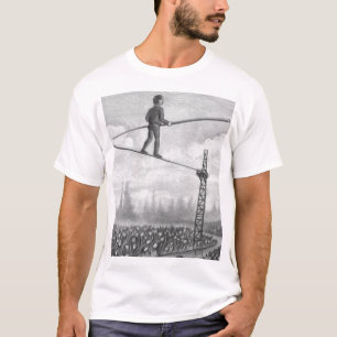 Reifender Mann Wandern ein Tightrope über Blume Sc T-Shirt