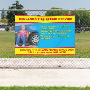 Reifenreparaturwerkstatt Foto Detailtext Banner an