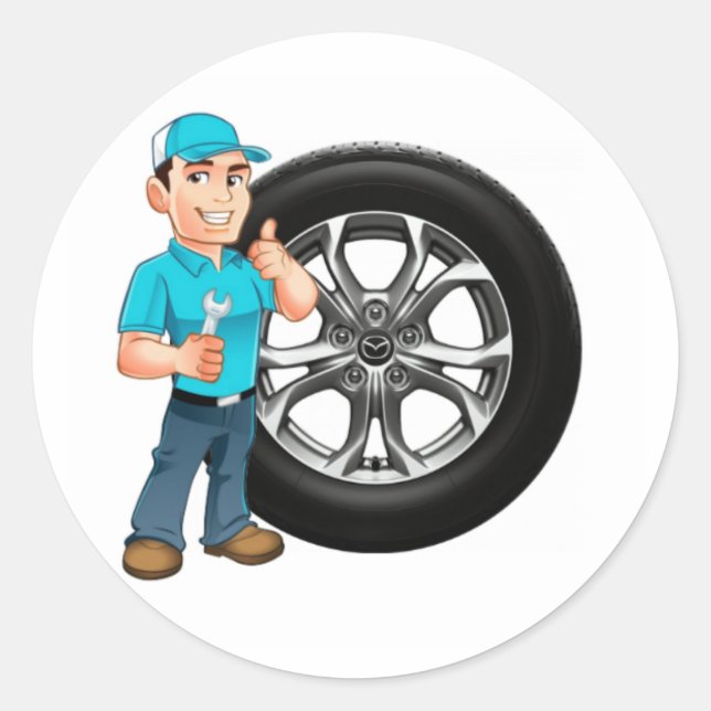 Reifenservice Runder Aufkleber (Vorderseite)